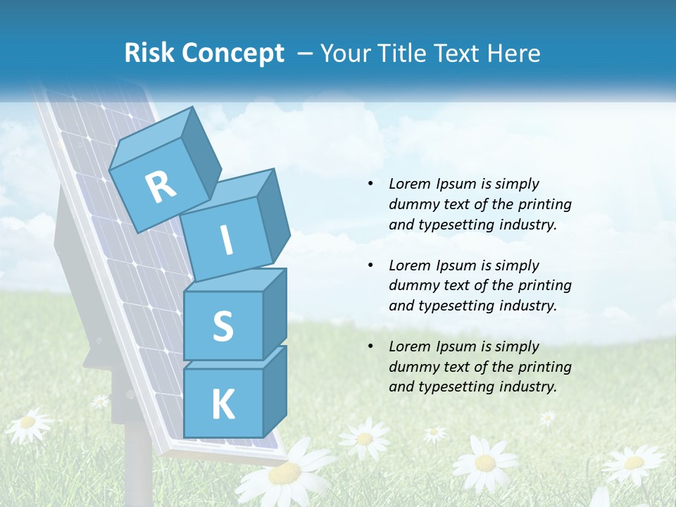 A Solar Panel In The Grass With Daisies In The Foreground PowerPoint Template