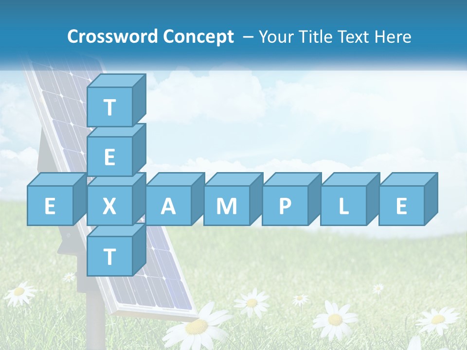 A Solar Panel In The Grass With Daisies In The Foreground PowerPoint Template