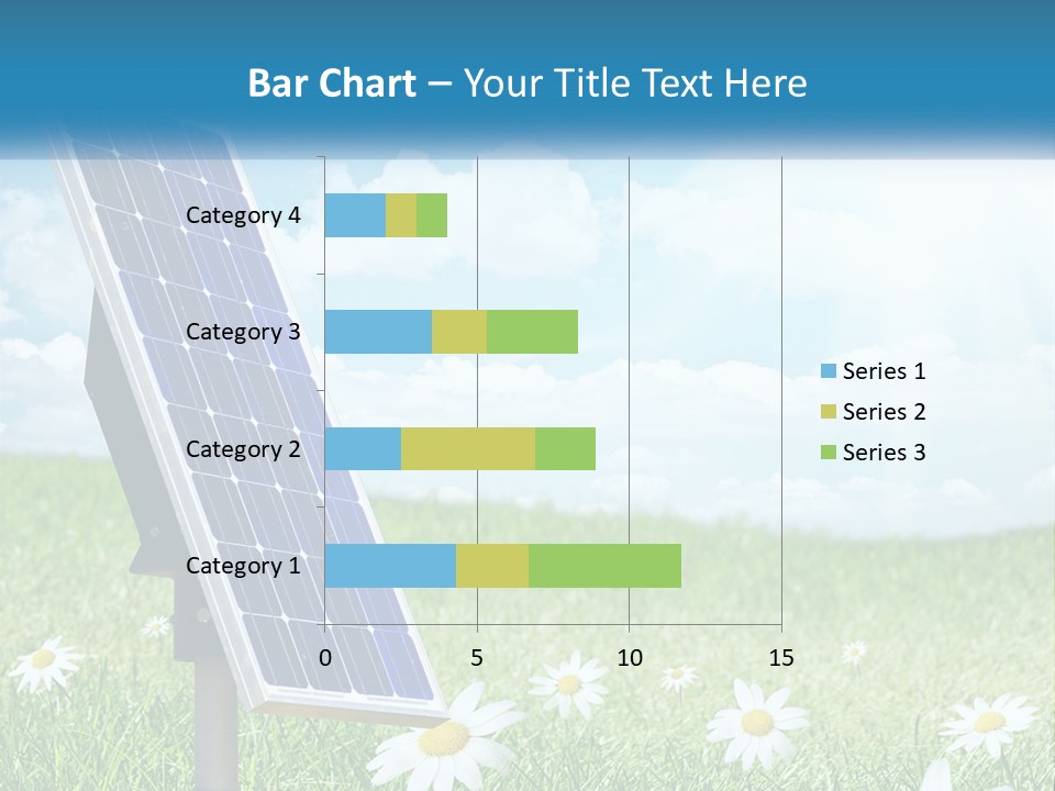 A Solar Panel In The Grass With Daisies In The Foreground PowerPoint Template