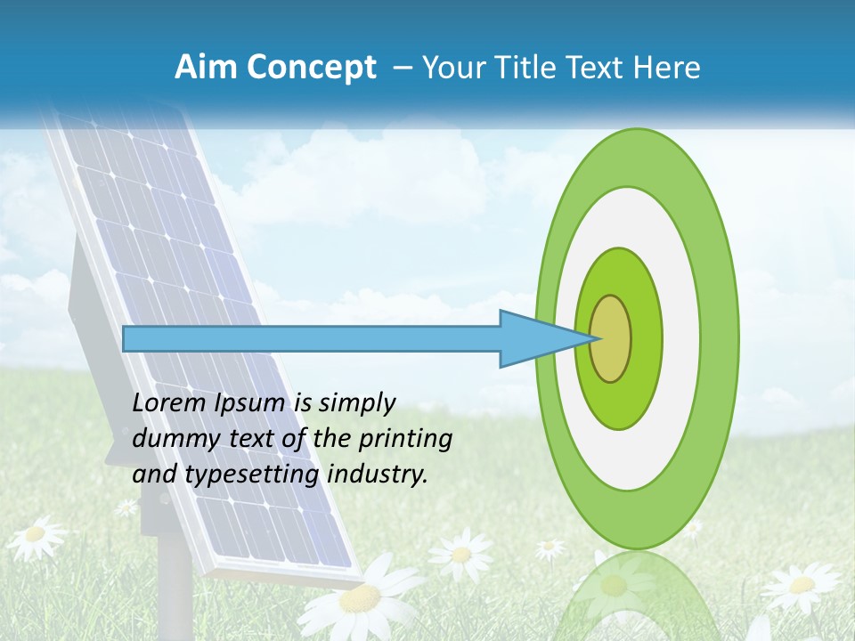 A Solar Panel In The Grass With Daisies In The Foreground PowerPoint Template