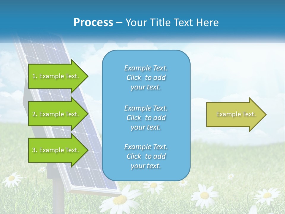 A Solar Panel In The Grass With Daisies In The Foreground PowerPoint Template