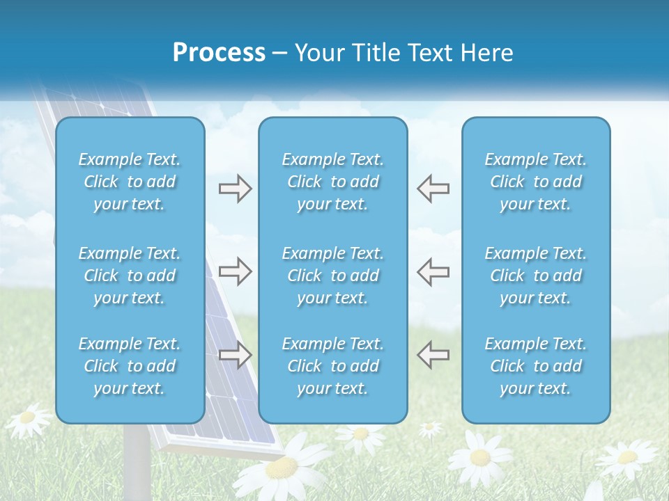 A Solar Panel In The Grass With Daisies In The Foreground PowerPoint Template