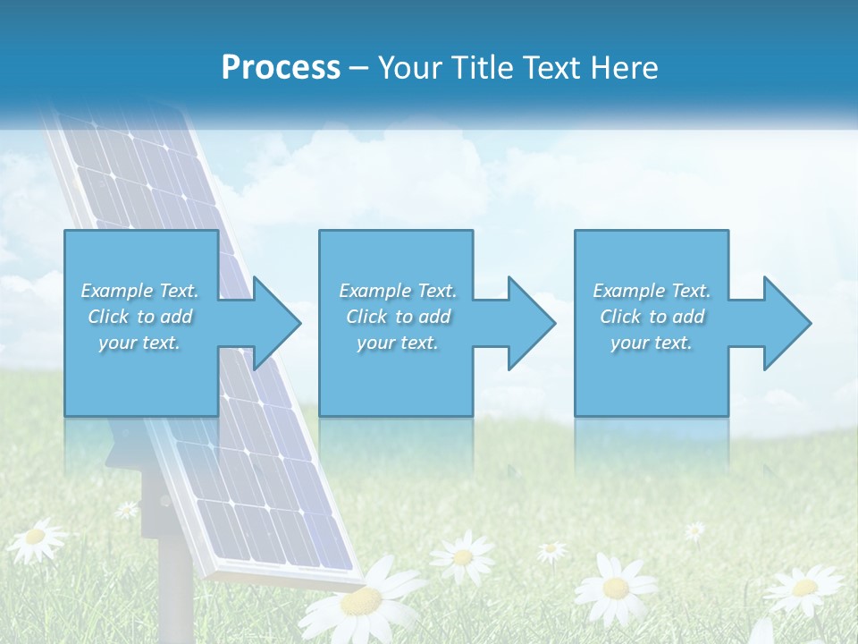 A Solar Panel In The Grass With Daisies In The Foreground PowerPoint Template
