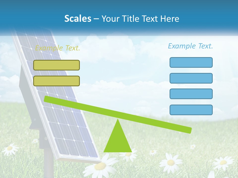 A Solar Panel In The Grass With Daisies In The Foreground PowerPoint Template
