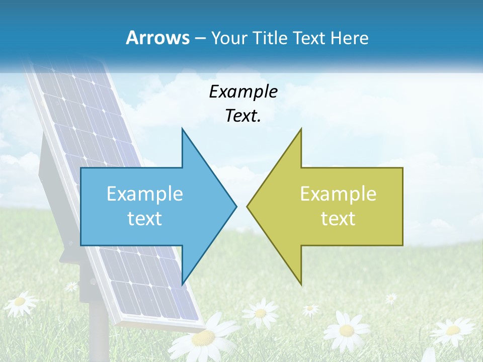A Solar Panel In The Grass With Daisies In The Foreground PowerPoint Template