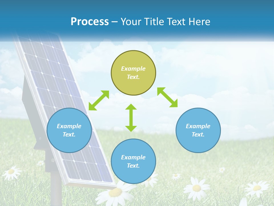 A Solar Panel In The Grass With Daisies In The Foreground PowerPoint Template