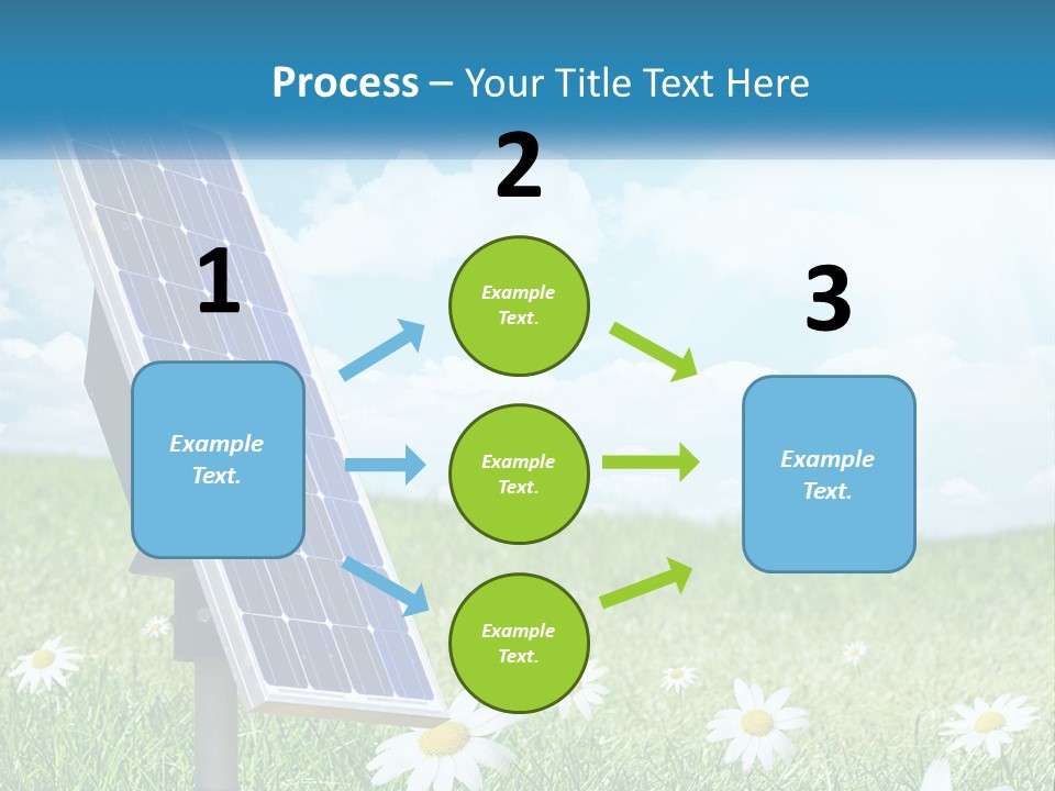 A Solar Panel In The Grass With Daisies In The Foreground PowerPoint Template