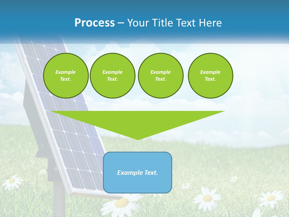 A Solar Panel In The Grass With Daisies In The Foreground PowerPoint Template