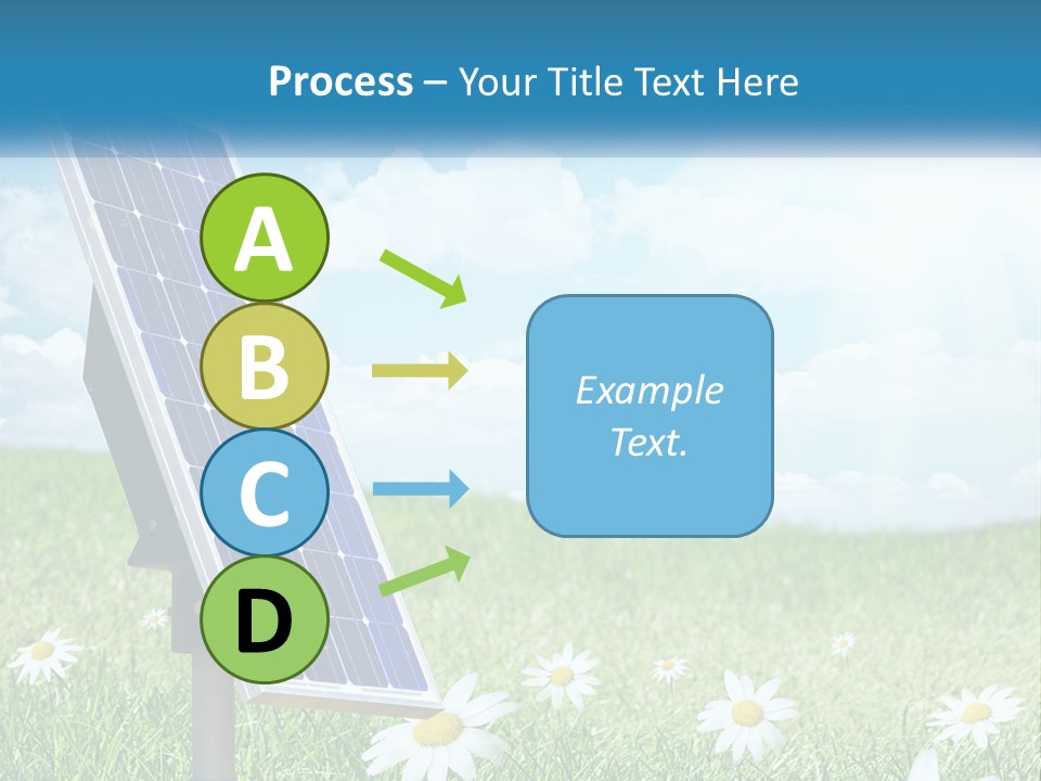 A Solar Panel In The Grass With Daisies In The Foreground PowerPoint Template
