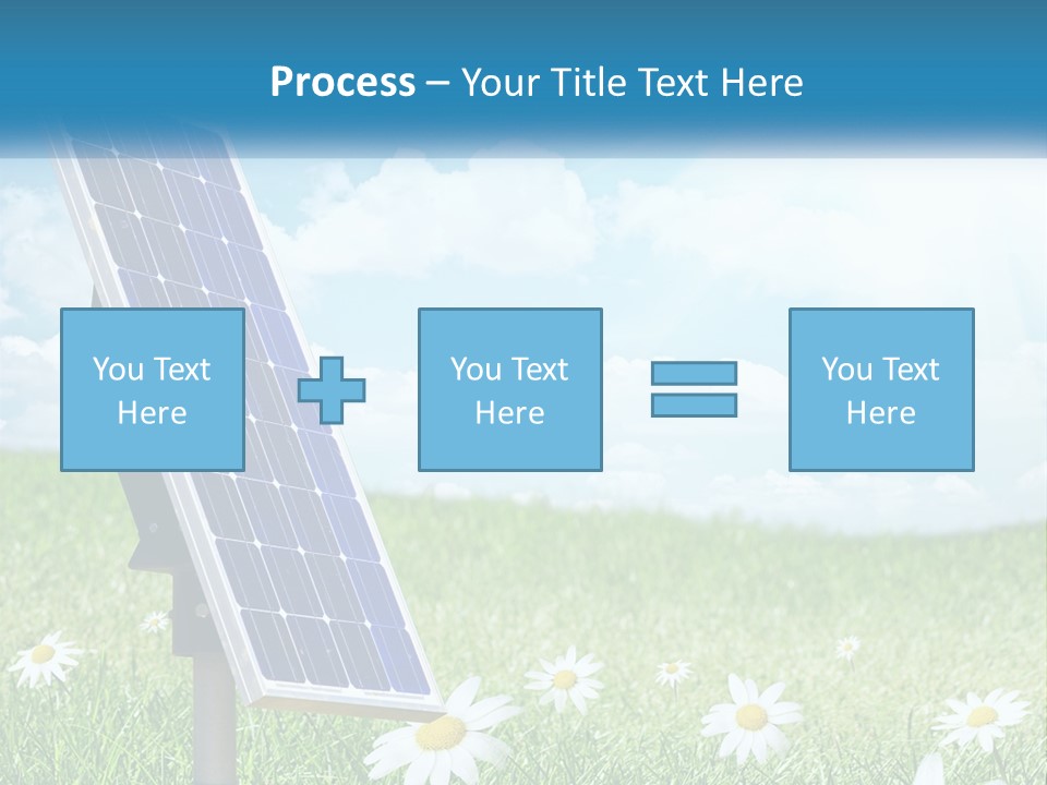 A Solar Panel In The Grass With Daisies In The Foreground PowerPoint Template