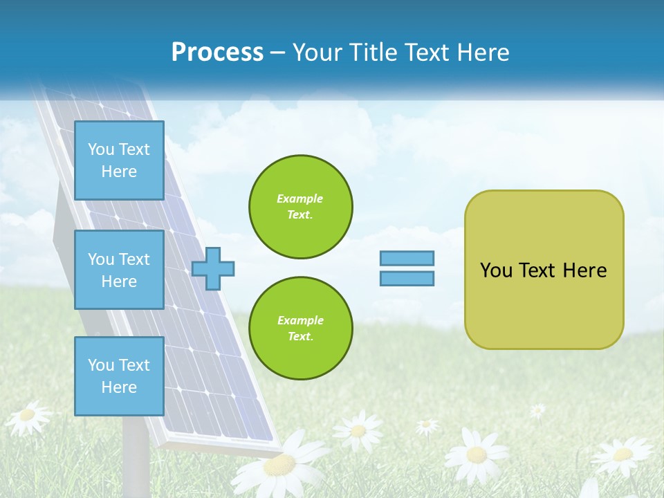 A Solar Panel In The Grass With Daisies In The Foreground PowerPoint Template