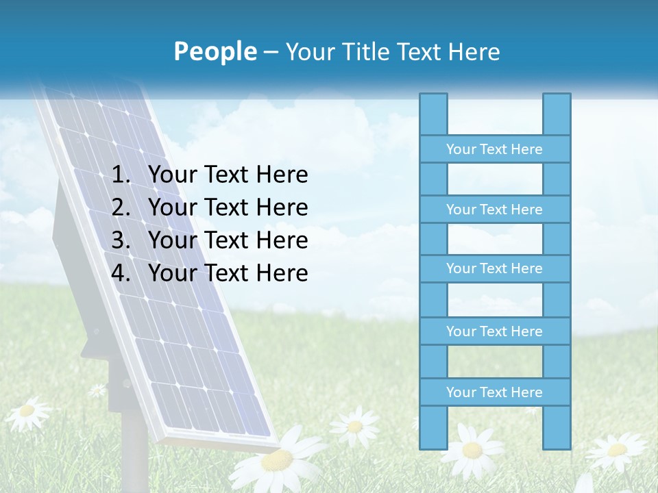 A Solar Panel In The Grass With Daisies In The Foreground PowerPoint Template