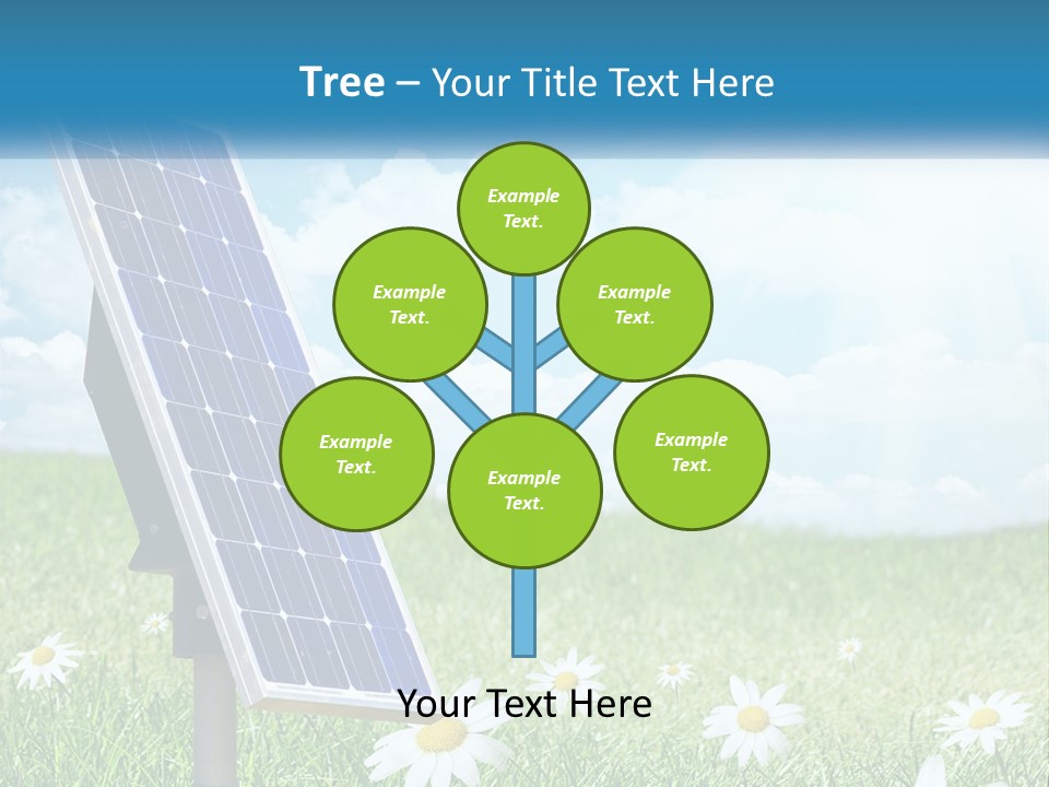 A Solar Panel In The Grass With Daisies In The Foreground PowerPoint Template