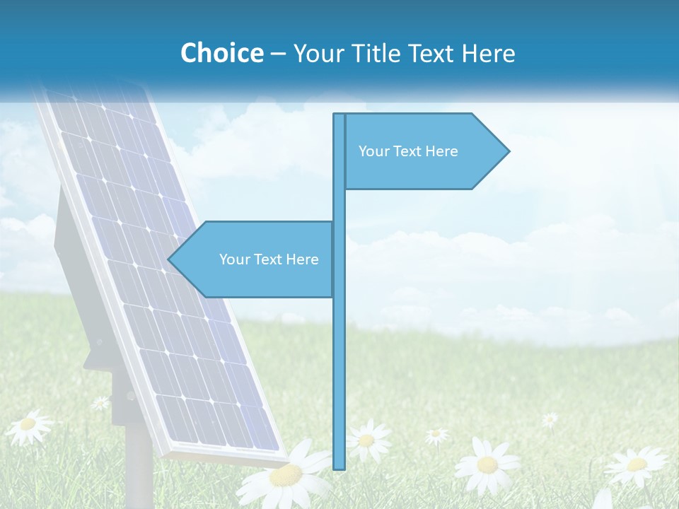 A Solar Panel In The Grass With Daisies In The Foreground PowerPoint Template