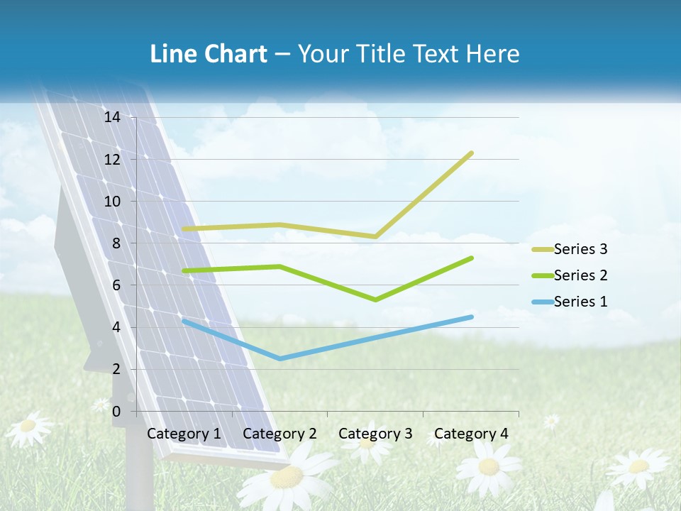 A Solar Panel In The Grass With Daisies In The Foreground PowerPoint Template