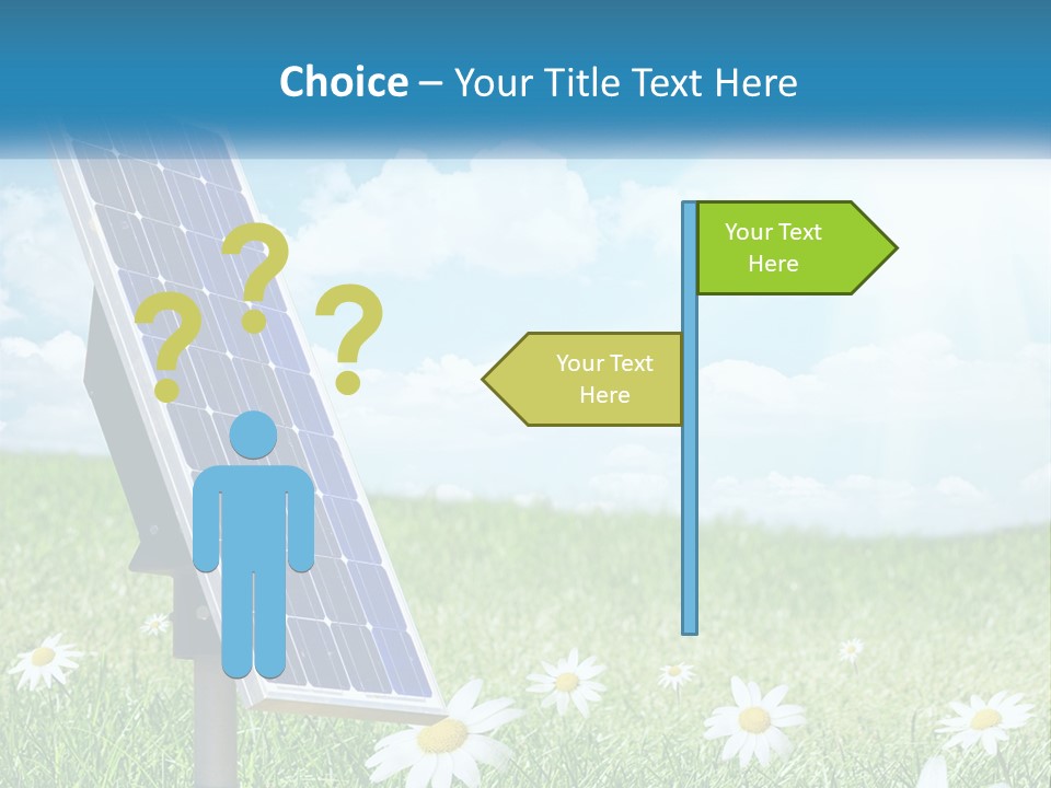 A Solar Panel In The Grass With Daisies In The Foreground PowerPoint Template