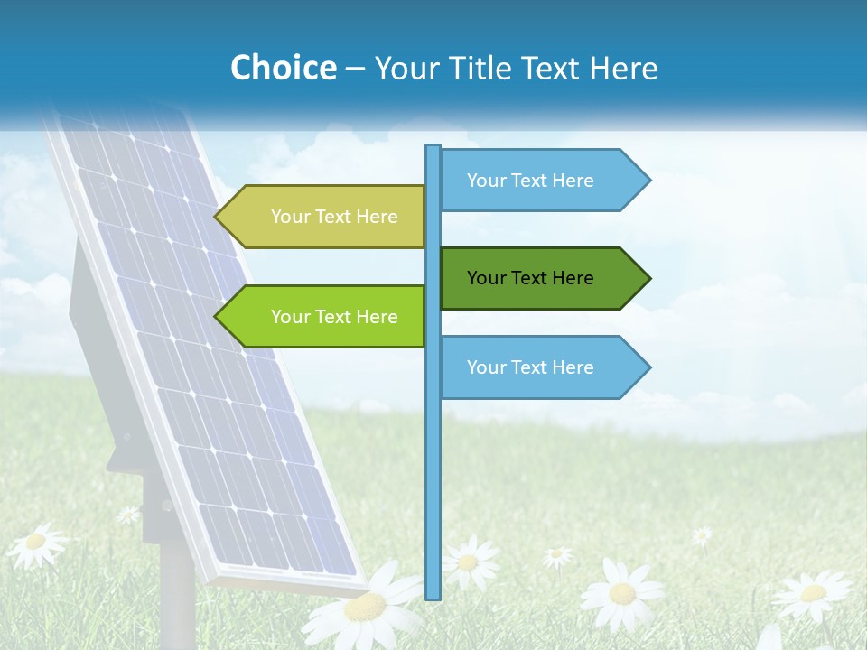 A Solar Panel In The Grass With Daisies In The Foreground PowerPoint Template