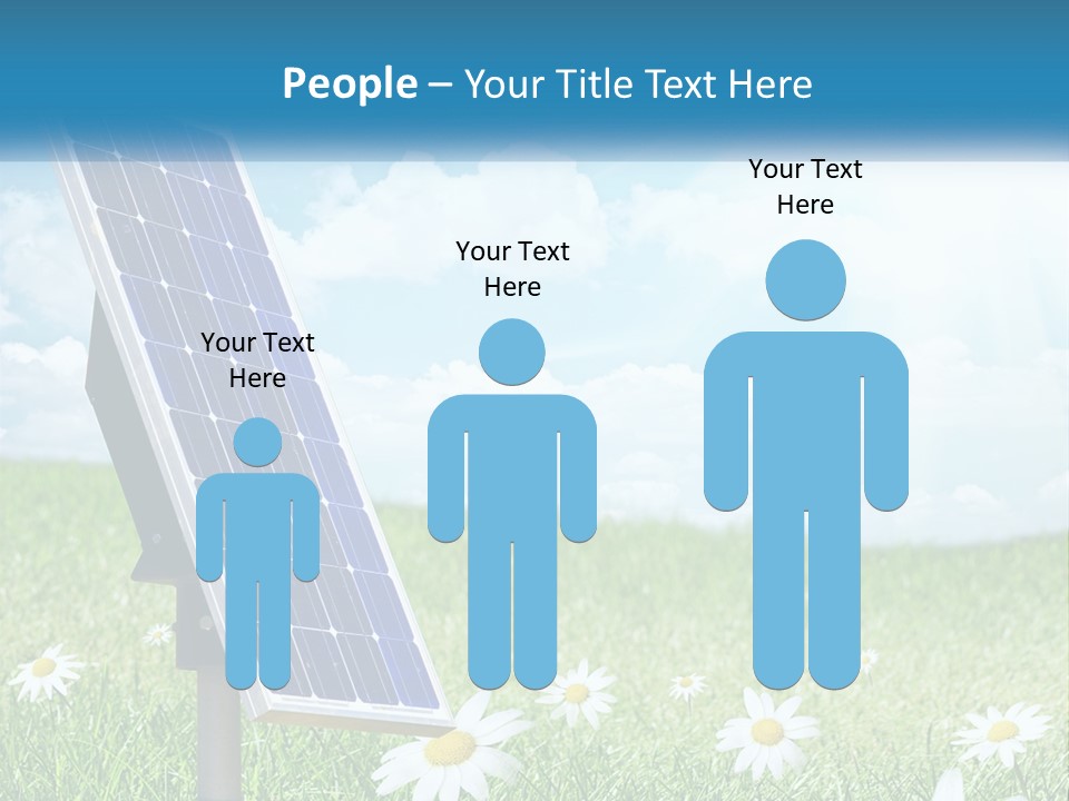 A Solar Panel In The Grass With Daisies In The Foreground PowerPoint Template