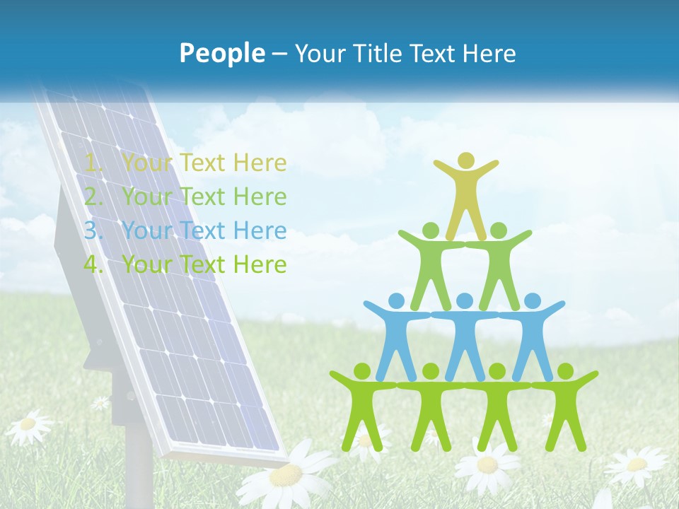 A Solar Panel In The Grass With Daisies In The Foreground PowerPoint Template