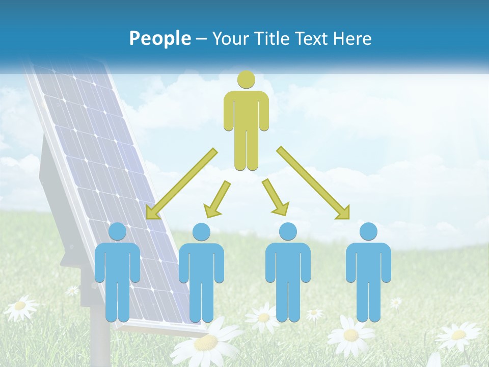 A Solar Panel In The Grass With Daisies In The Foreground PowerPoint Template