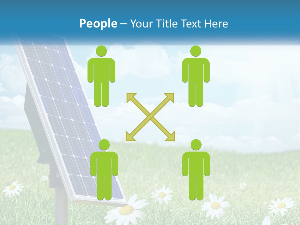 A Solar Panel In The Grass With Daisies In The Foreground PowerPoint Template