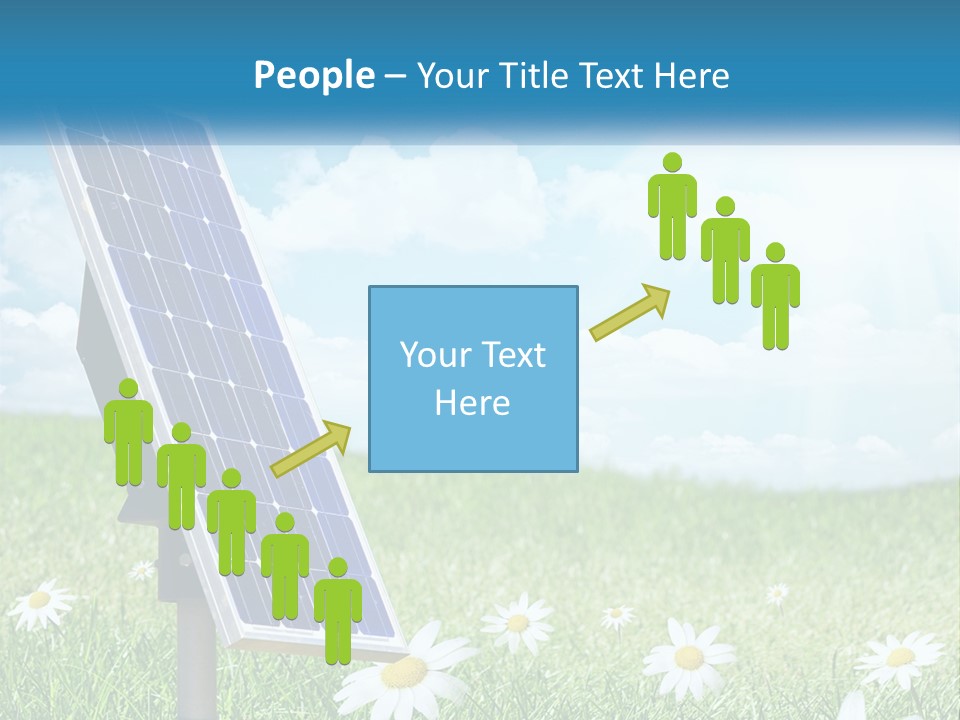 A Solar Panel In The Grass With Daisies In The Foreground PowerPoint Template