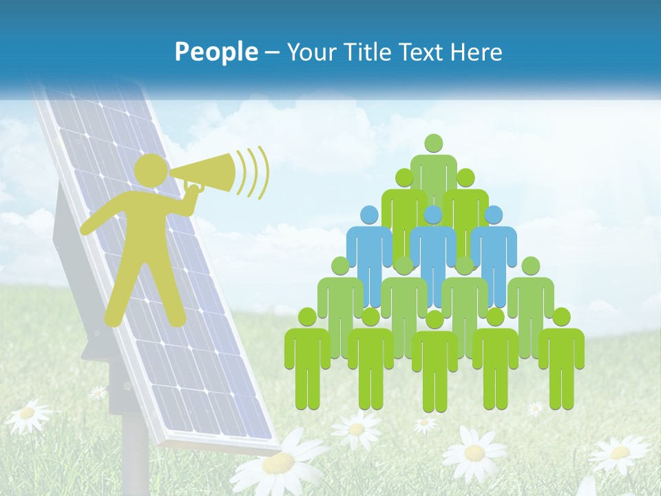 A Solar Panel In The Grass With Daisies In The Foreground PowerPoint Template