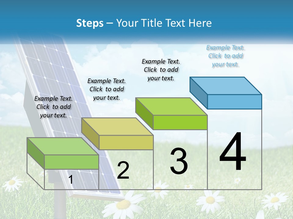 A Solar Panel In The Grass With Daisies In The Foreground PowerPoint Template
