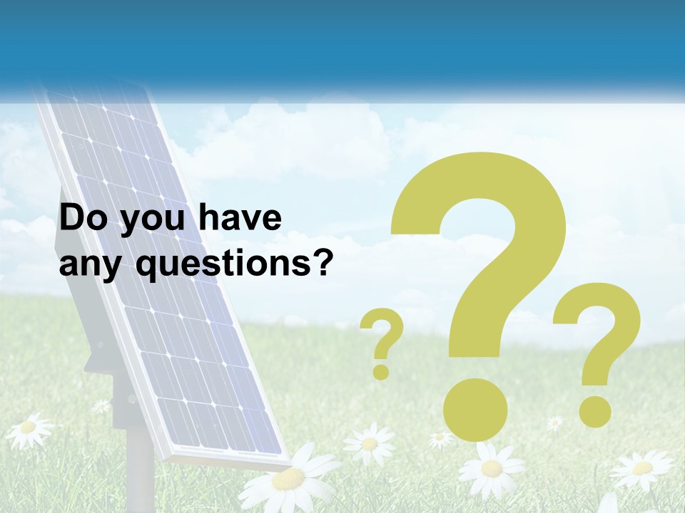 A Solar Panel In The Grass With Daisies In The Foreground PowerPoint Template