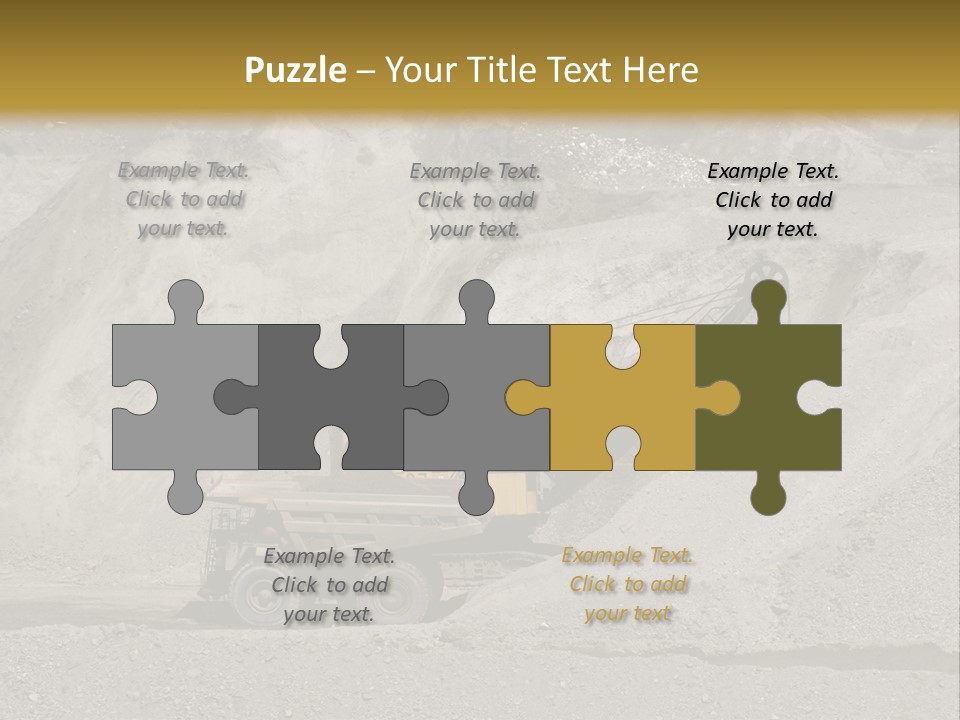 A Dump Truck In Front Of A Large Pile Of Rocks PowerPoint Template