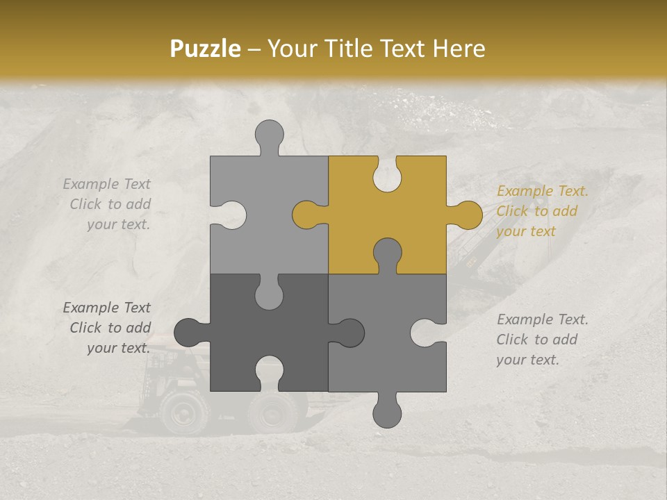 A Dump Truck In Front Of A Large Pile Of Rocks PowerPoint Template