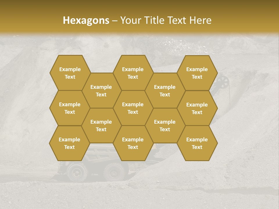 A Dump Truck In Front Of A Large Pile Of Rocks PowerPoint Template