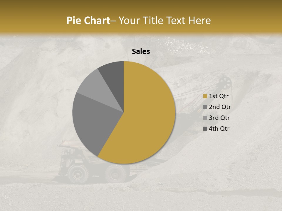 A Dump Truck In Front Of A Large Pile Of Rocks PowerPoint Template