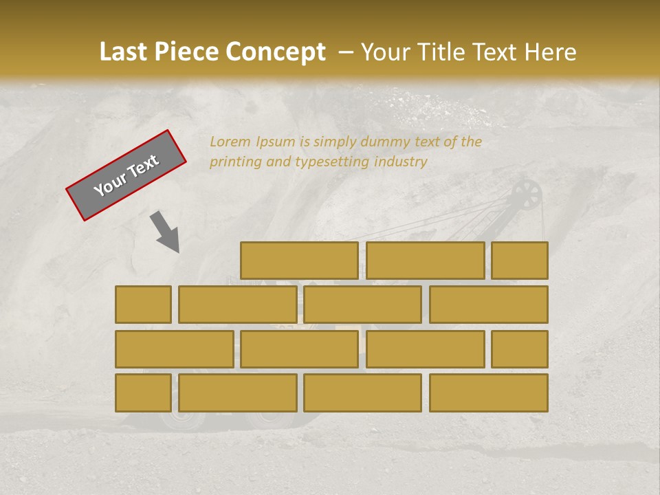 A Dump Truck In Front Of A Large Pile Of Rocks PowerPoint Template