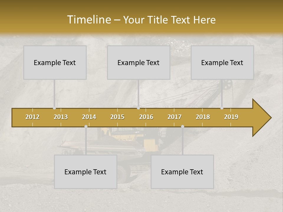 A Dump Truck In Front Of A Large Pile Of Rocks PowerPoint Template