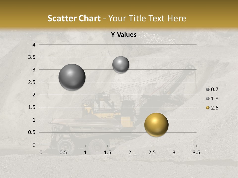 A Dump Truck In Front Of A Large Pile Of Rocks PowerPoint Template