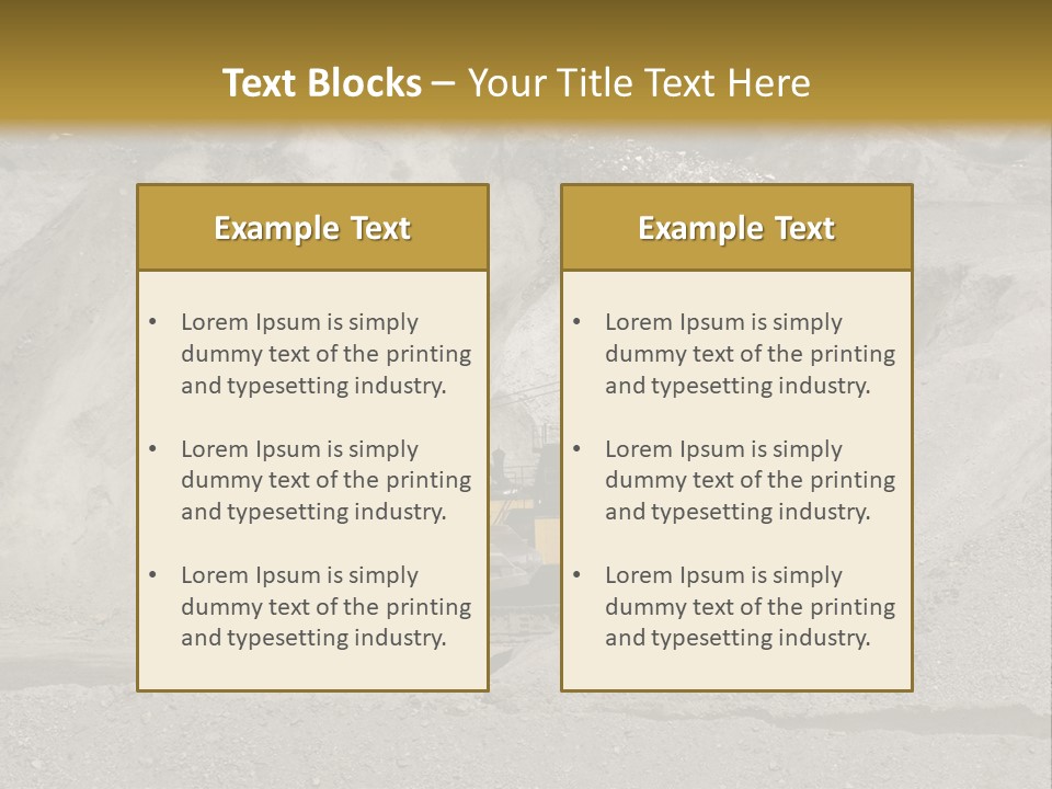 A Dump Truck In Front Of A Large Pile Of Rocks PowerPoint Template