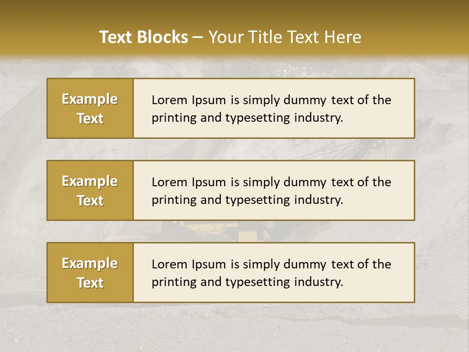 A Dump Truck In Front Of A Large Pile Of Rocks PowerPoint Template