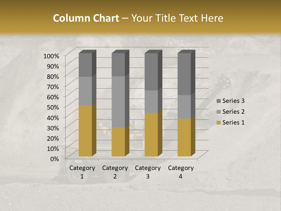 A Dump Truck In Front Of A Large Pile Of Rocks PowerPoint Template