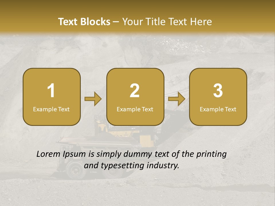 A Dump Truck In Front Of A Large Pile Of Rocks PowerPoint Template