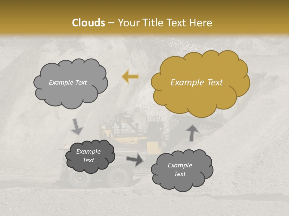 A Dump Truck In Front Of A Large Pile Of Rocks PowerPoint Template