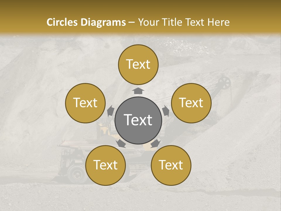 A Dump Truck In Front Of A Large Pile Of Rocks PowerPoint Template