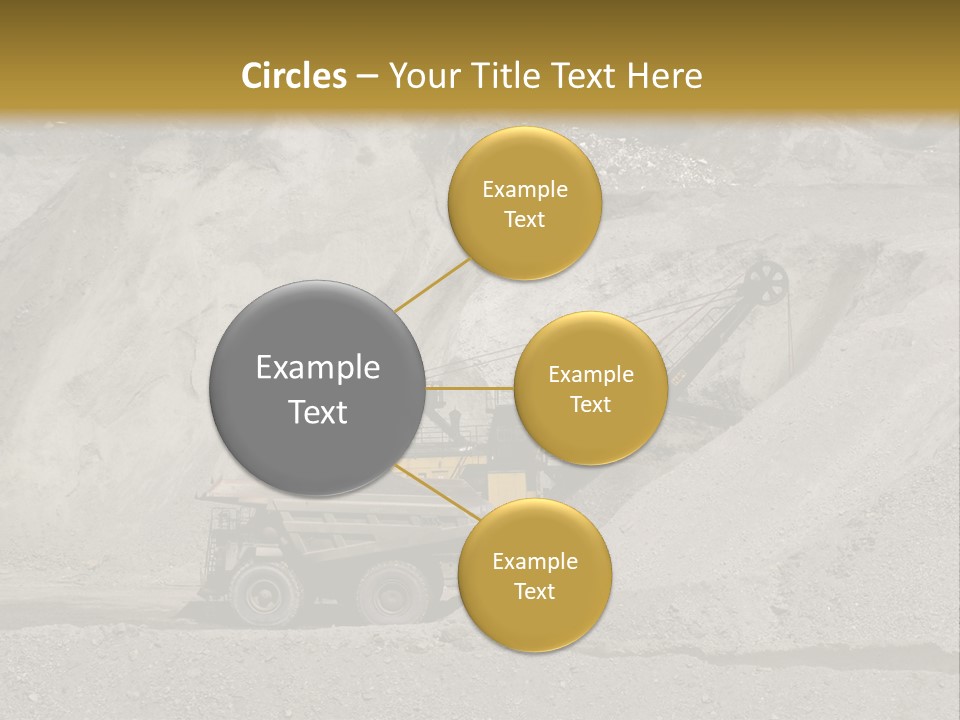 A Dump Truck In Front Of A Large Pile Of Rocks PowerPoint Template