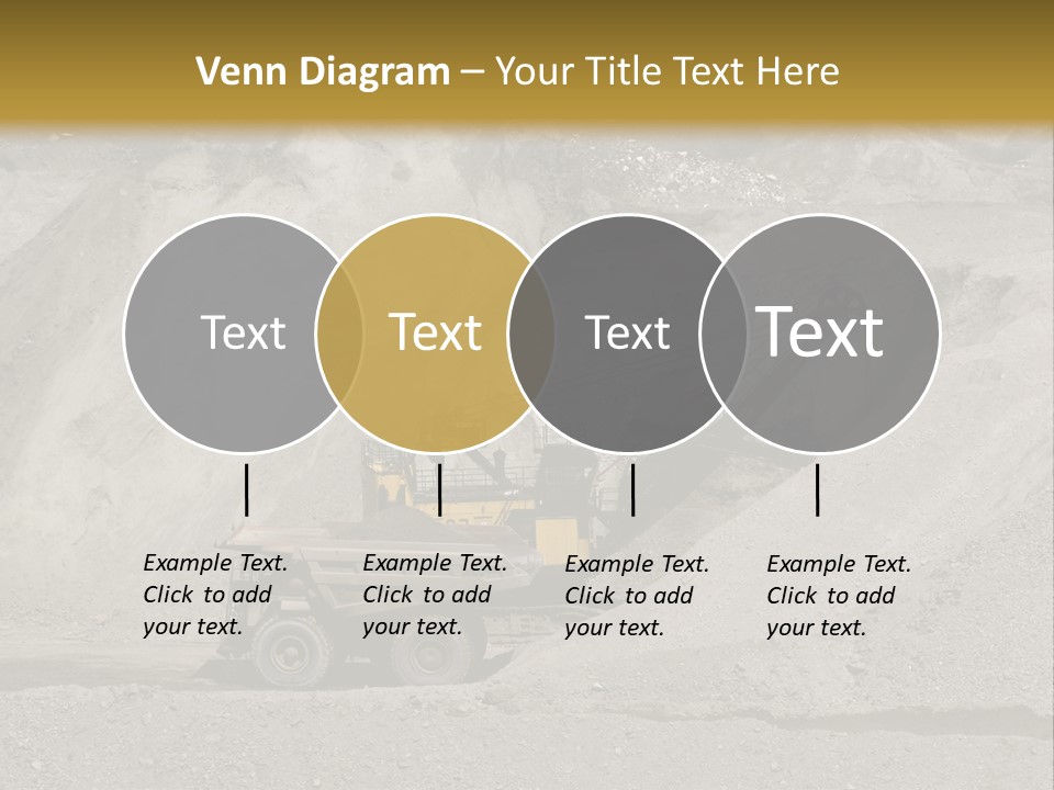 A Dump Truck In Front Of A Large Pile Of Rocks PowerPoint Template