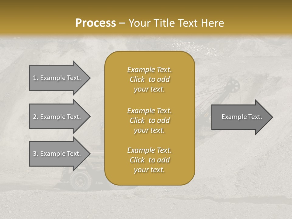 A Dump Truck In Front Of A Large Pile Of Rocks PowerPoint Template