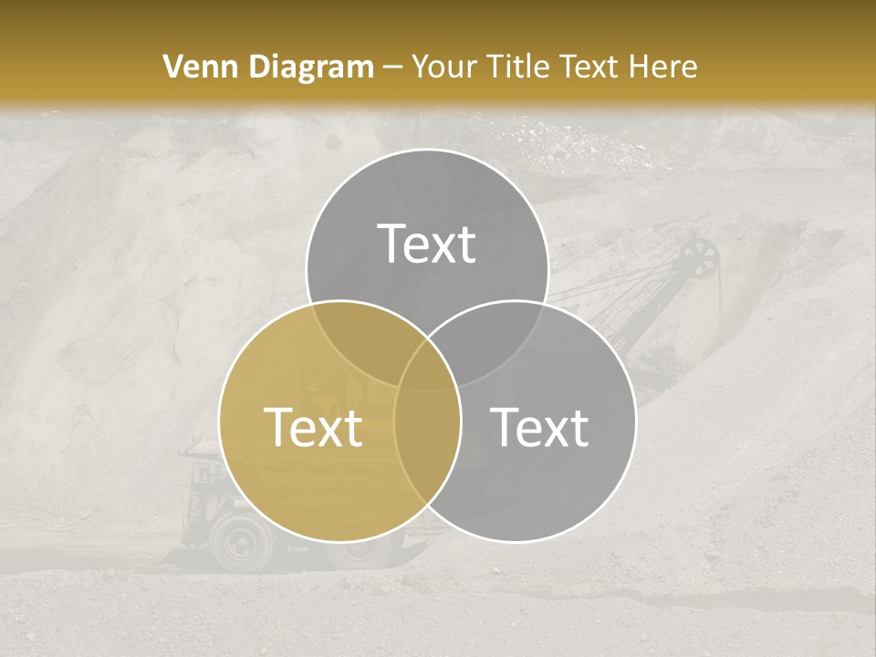 A Dump Truck In Front Of A Large Pile Of Rocks PowerPoint Template