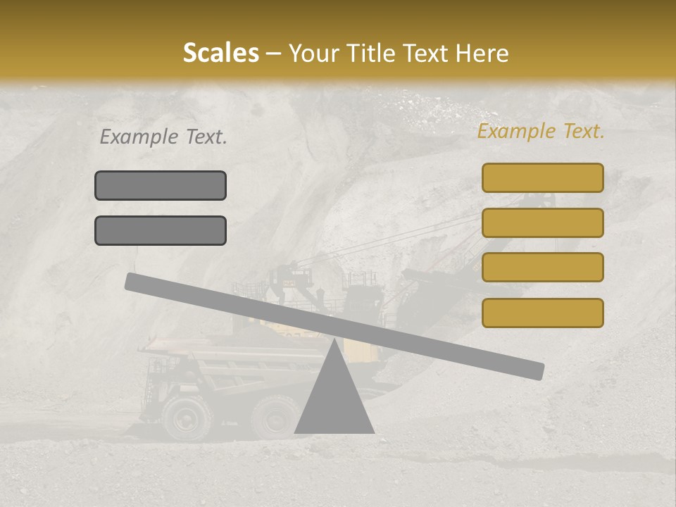 A Dump Truck In Front Of A Large Pile Of Rocks PowerPoint Template