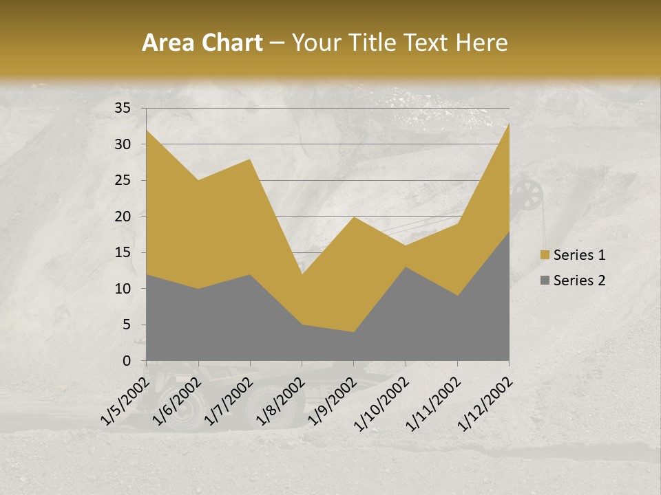A Dump Truck In Front Of A Large Pile Of Rocks PowerPoint Template