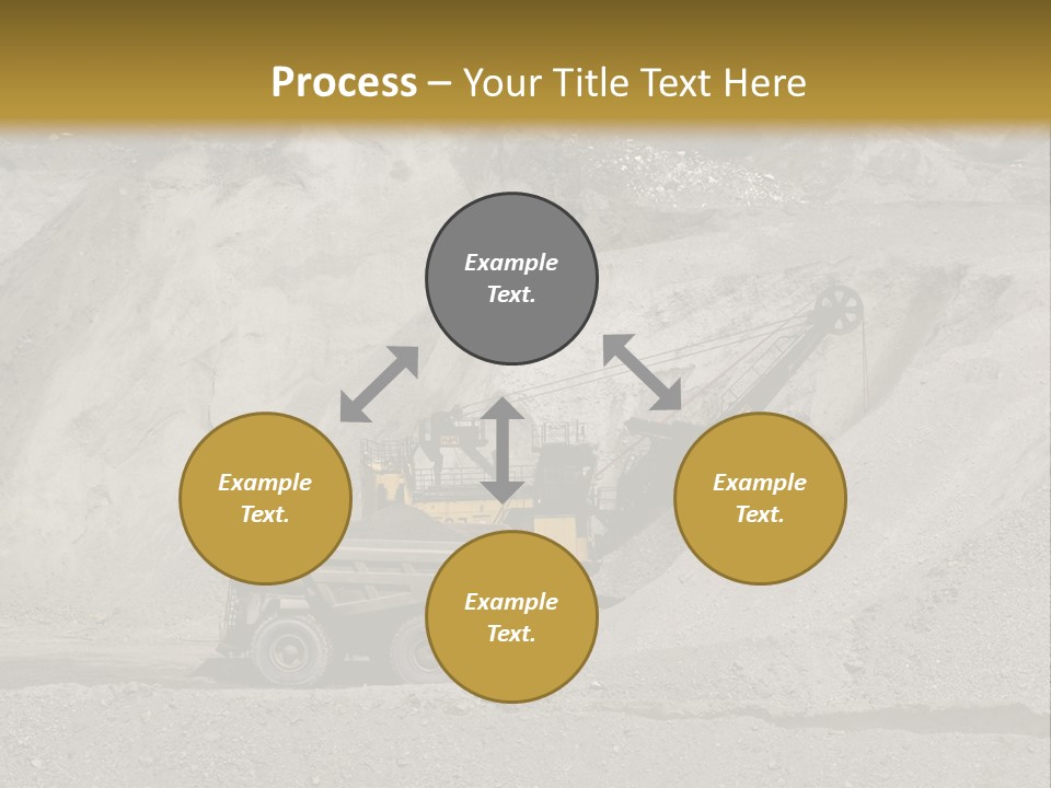 A Dump Truck In Front Of A Large Pile Of Rocks PowerPoint Template
