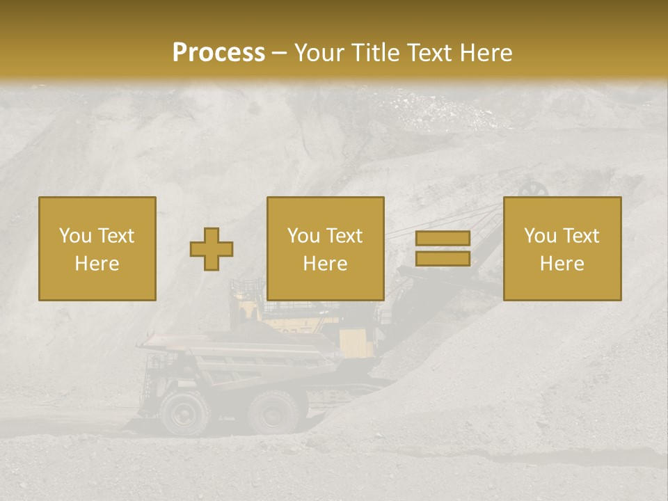 A Dump Truck In Front Of A Large Pile Of Rocks PowerPoint Template